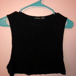 Boohoo super cropped top with deep sides